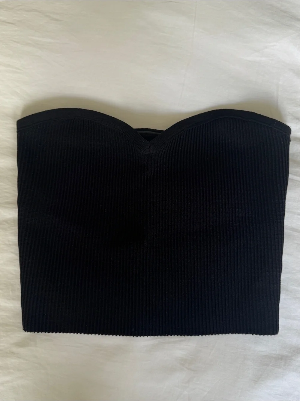 Aritzia Black Ribbed Strapless Crop Top - Picture 3 of 3